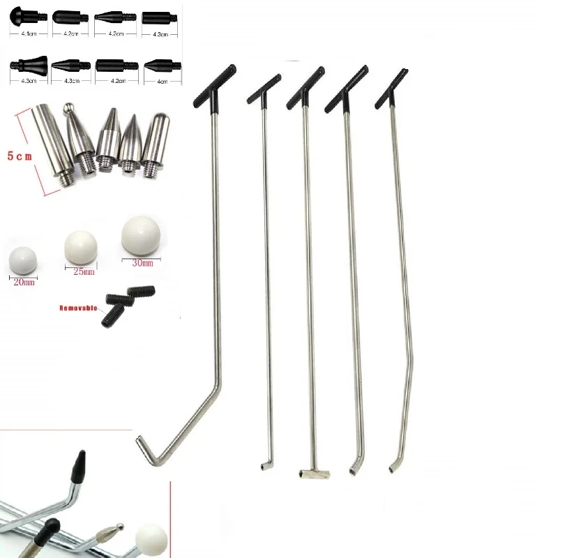 barato Hastes De Remoção Dent Recém Design Gancho Ferramentas Push Rod Carro Preto Pé-de-cabra Paintless Dent Repair Tools Kits Conjunto