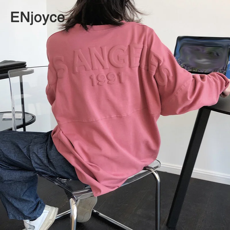 Женская толстовка большого размера с буквенным принтом на весну и осень