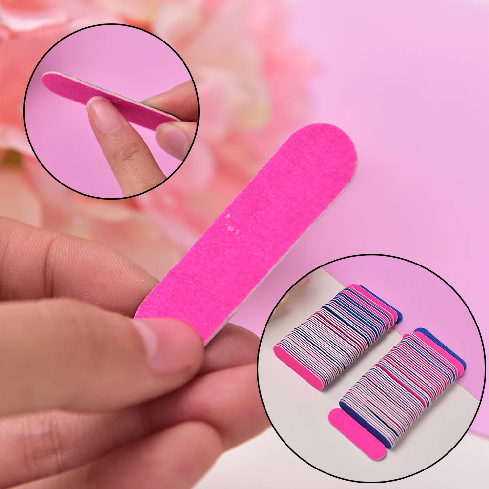 

100 Pcs 5cm Mini Nail Files Artificial Nail Sandpaper Disposable Cuticle Remover Buffers Slim Crescent Grit Callus Nail Art Tool