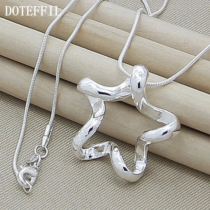 DOTEFFIL 925 Серебряное ювелирное Брендовое ожерелье 18 дюймов модное ожерелье с подвеской в виде морской звезды для женщин