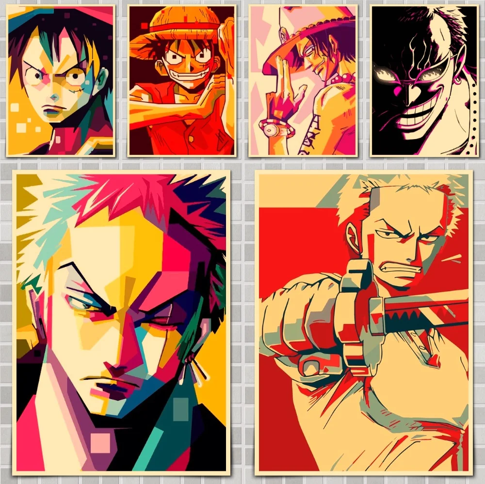 

Japanese One Piece Anime Poster Wall Stickers For Home Room Bar Decor Art