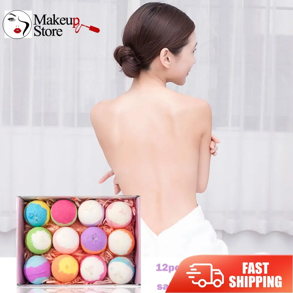 

12pcs Essential Oil Bath Salt Ball Bubble Ball Set Bath Bombs Body Care Tools [Random Color]