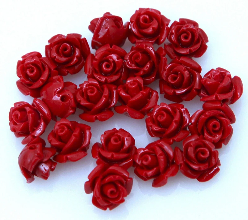 10 pcs /lot Rose Flower Coral Resin Spacer Beads for Jewelry Making 15mm fashion | Украшения и аксессуары