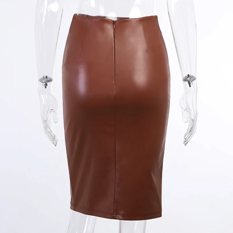 

Women's PU skirt shorts High Waist Thin Fashion sexy Street temperament commuter split short hip leather skirts