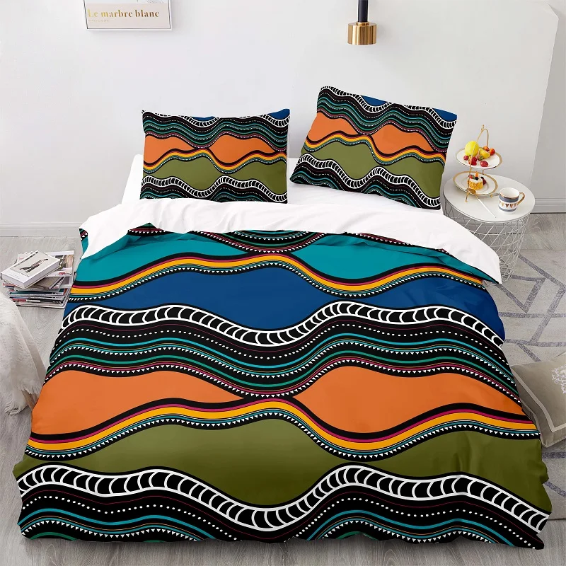 

3D Printing Bohemia Wave Shape Pattern 228228 Duvet Cover Set With Pillowcase, 264228 Quilt Cover, Extra Large Bedding set