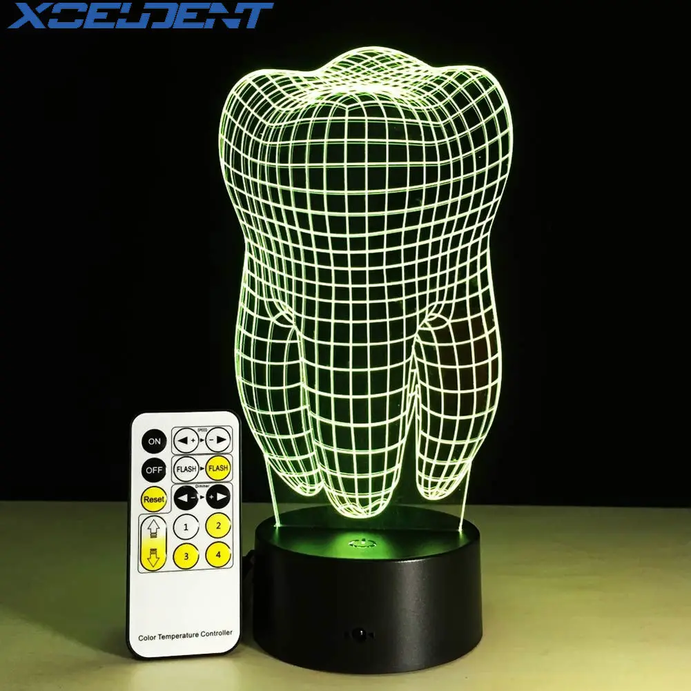 

3D Светодиодная лампа для зубов, 1 шт., красочный 3D градиентный светильник для зубов, для стоматологической клиники, художественное произведе...