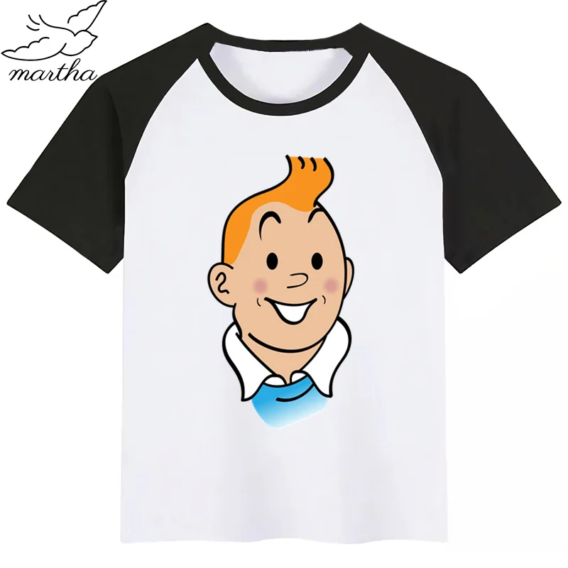 Tintin/модная футболка с рисунком для маленьких мальчиков и девочек Детский топ