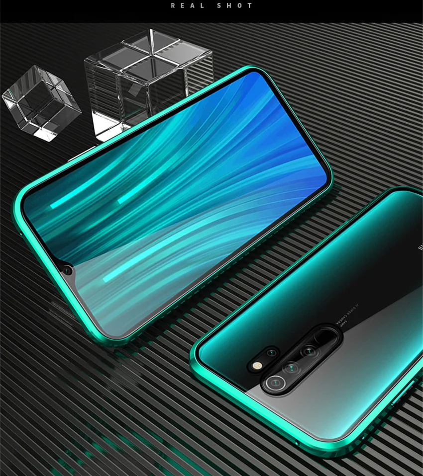 Магнитный чехол R-just с полным корпусом для Xiaomi Redmi Note 8, металлический закаленное стекло, задняя крышка для Xiaomi Redmi Note 8 Pro, чехол