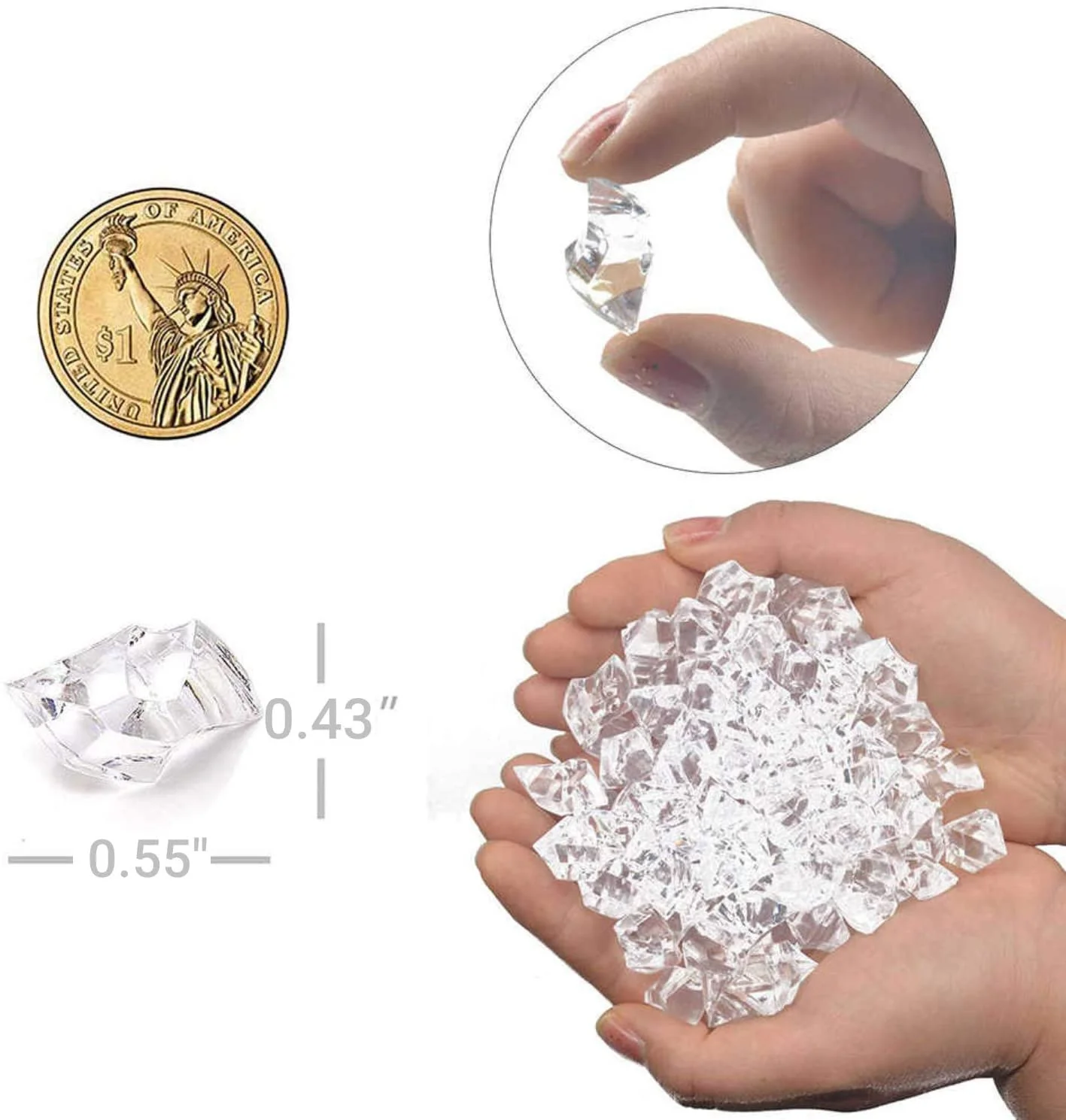 1000 шт. многоразовые кубики искусственных акриловых кристаллов|Искусственные