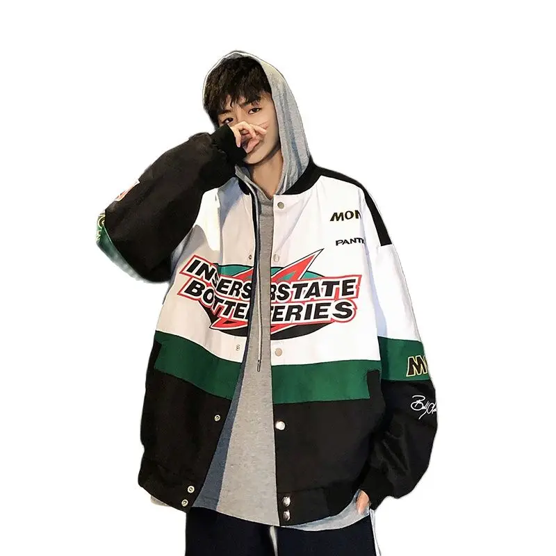 

Куртка-бомбер мужская составного кроя, уличная одежда, модная ветровка в Корейском стиле, в стиле Харадзюку, хип-хоп, осень 2021