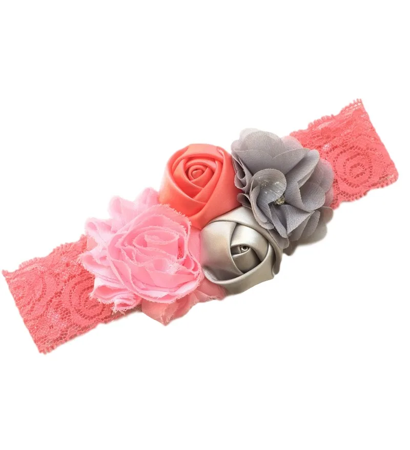 Фото Повязка на голову детская, шифоновая, с розами №5