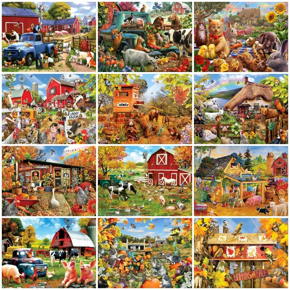 

AZQSD 5D DIY Diamond Embroidery Animals Cross Stitch Diamond Painting Sale Farm Mosiac Full Drill Landscape Home Decorations