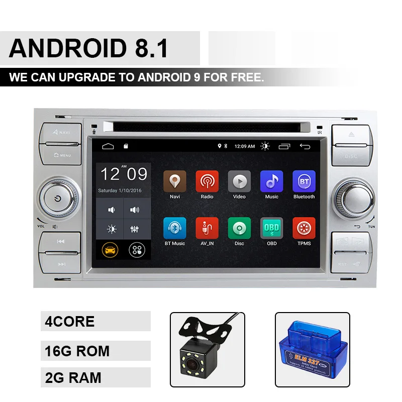 8.116ROM OBDCAM 2 din Android 9,0 Автомагнитола для Ford Focus 2 3 mk2 Ford Fiesta Mondeo 4 C-Max S-Max Fusion Transit Kuga мультимедиа dvdNavigation - Цвет: 8.116ROM OBDCAM