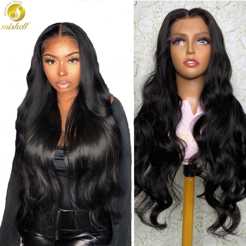 Mishell Brazilian Body Wave Lace Frontal Wig Preplucked Hairline Body Wave Lace Front Human Hair Wigs 180 Density