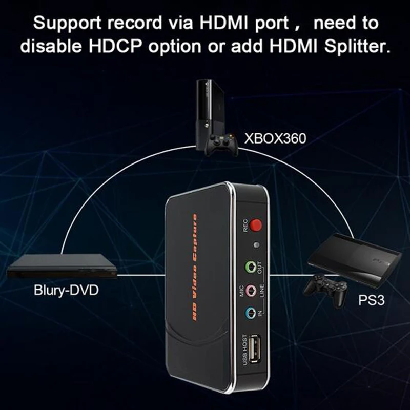Ezcap HD игровая видеозахвата 1080P HDMI YPBPR рекордер для xbox One/360 PS3/PS4 с одним щелчком без ПК не задал никаких настроек