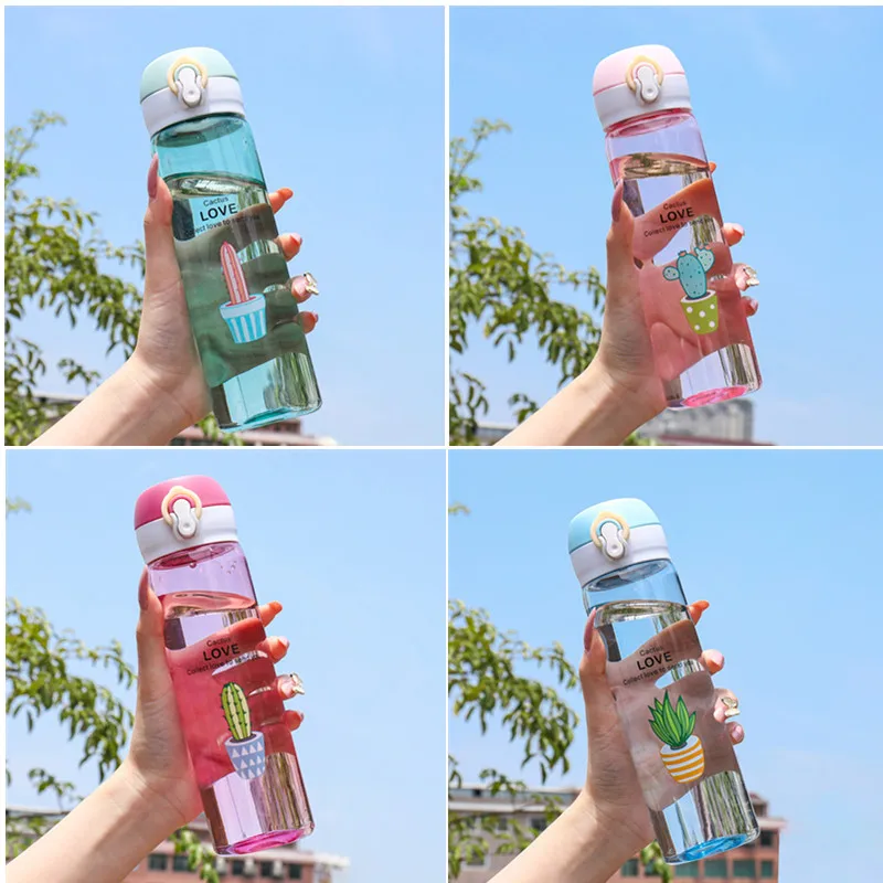 

550ml Sports Water Bottle Student Water Cup Portable Drinking Bottle with Lid Dinkware for School Camping Bike Outdoor Supplies