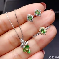 kjjeaxcmy fine jewelry 925 sterling silver inlaid natural tsavorite earrings ring pendant luxury girl suit support test