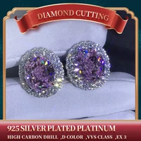 high street 15 0 carat pigeon egg diamond cut pink high carbon diamond stud 925 silver platinum plated charm wedding gift