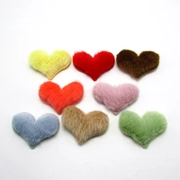 16pcs 5036mm soft plush furry heart applique for diy headdress hair clip bow decor accessories clothes hat shoes sewing patches
