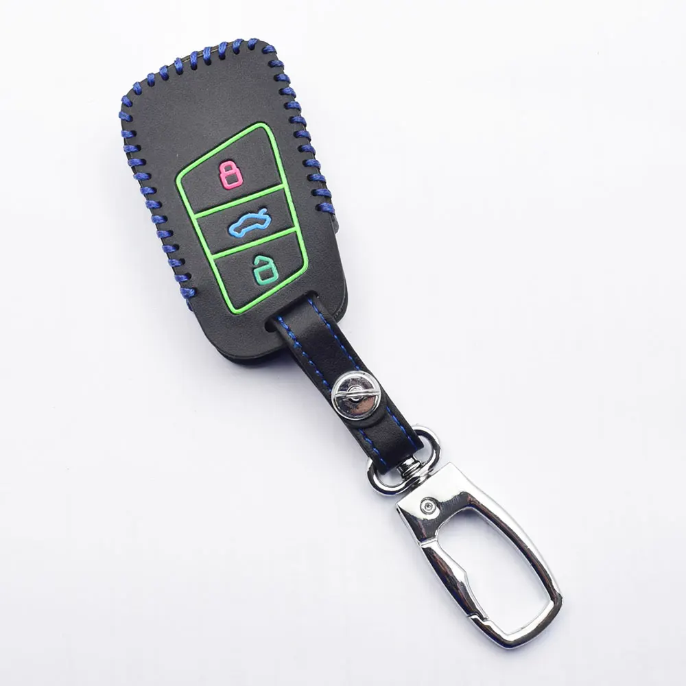 Светящийся кожаный чехол для автомобильного ключа Volkswagen VW Passat B8 T Rock Amarok Polo Arteon