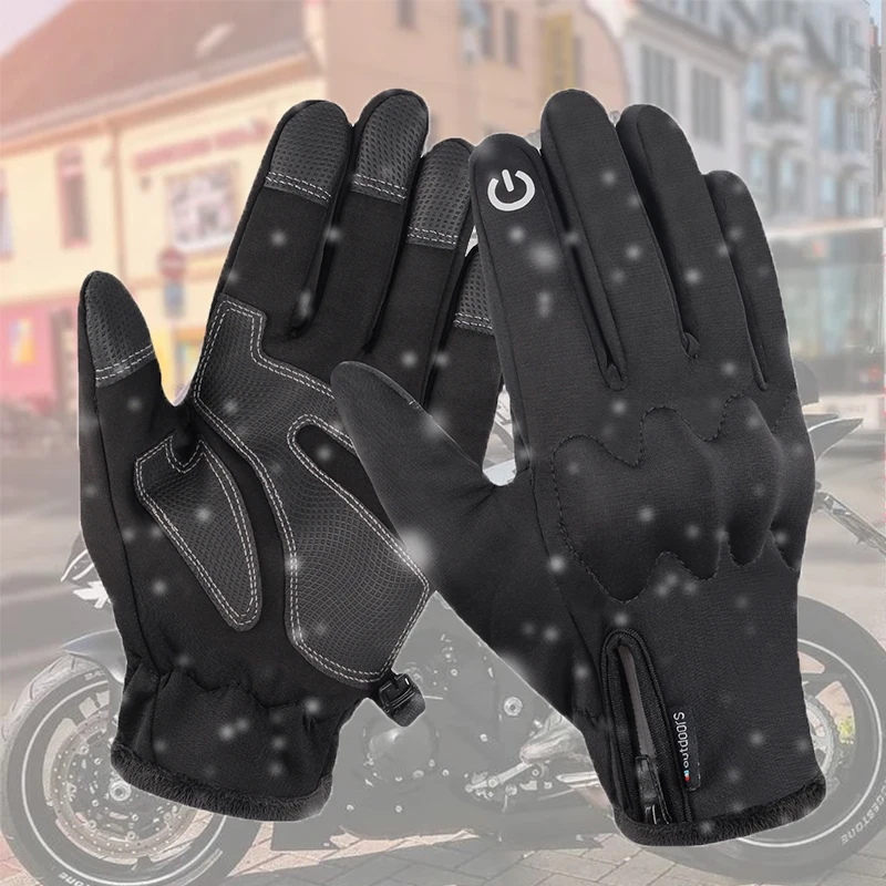 

Зимние мотоциклетные перчатки с пальцами для улицы, водонепроницаемые флисовые термостойкие Нескользящие мотоциклетные перчатки для сенс...