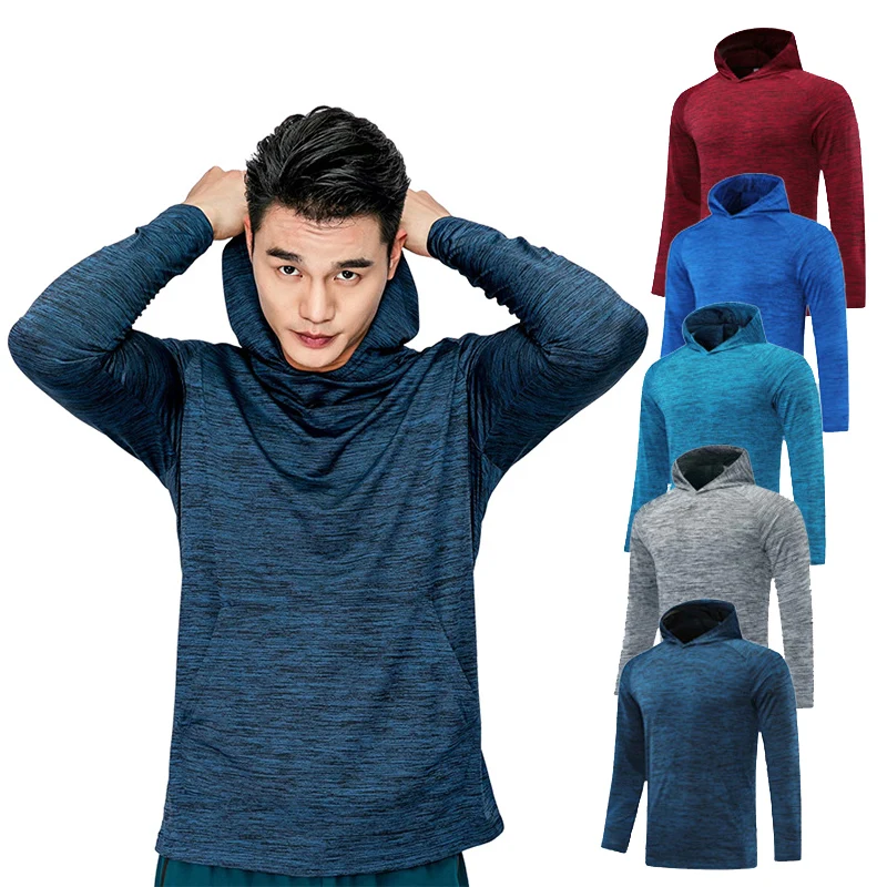 

Mens Running Sweater Fitness Sports Coat Hooded Tight Hoodie Gym Soccer Training Jogging Quick Dry Breathable Sports Clothing