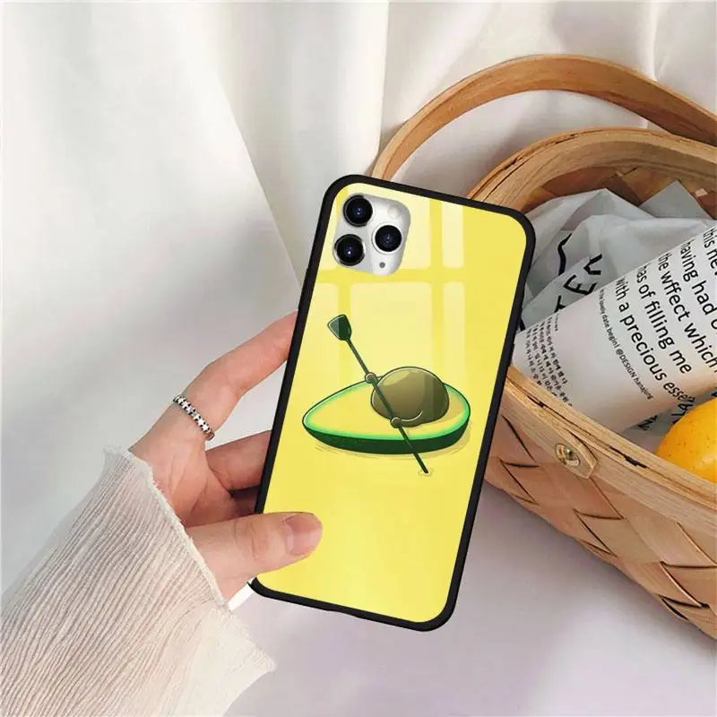 

avocado cute fashion pattern Phone Case Tempered glass For iphone 11 12 PRO MAX X XS XR 5C 6 6S 7 8 plus