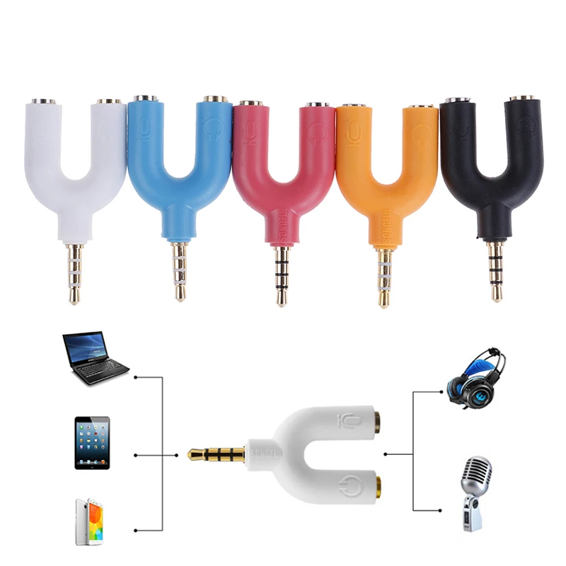 Наушники сплиттер U Форма 3 5 мм стерео аудио разъем для наушников 2 Way адаптер