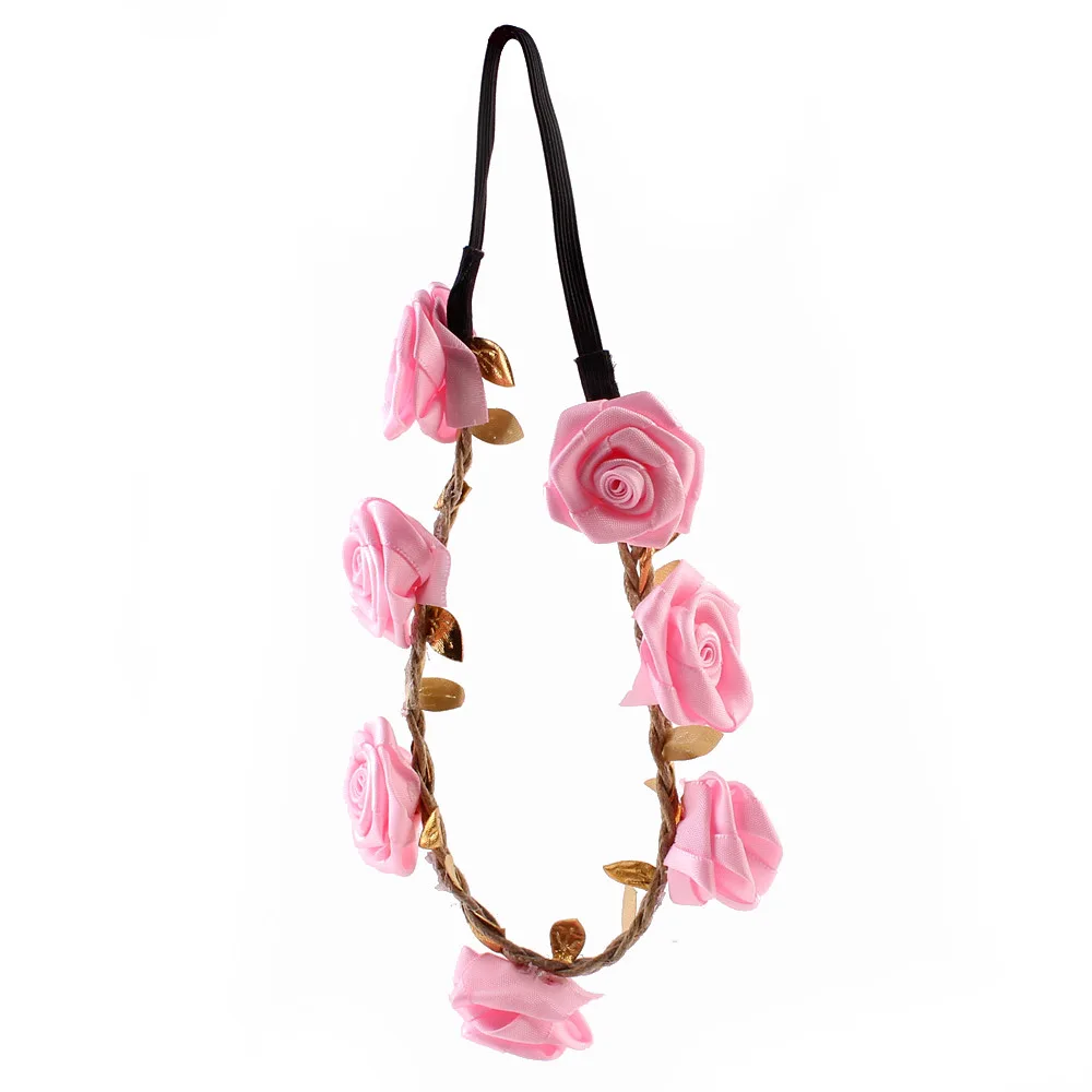 

Flower Headwear Hair Bands Accessories 2021 New Girls Flower Headband Rose Floral Headbands Girls Kids Boutique Elastic
