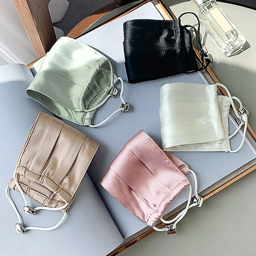 Новая Женская атласная маска летняя дышащая для лица черная красная моющаяся