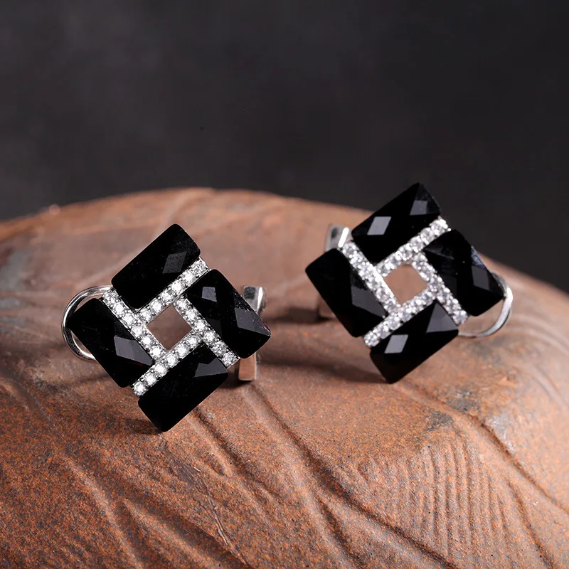 Женские серьги из черного серебра 925 пробы|Серьги-подвески| |