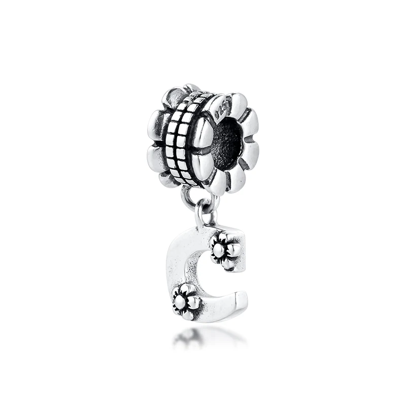Подходит для браслетов Pandora с подвесками буквами C бусины из 100% стерлингового