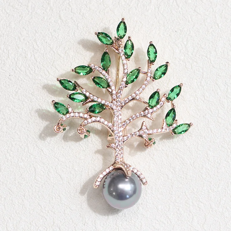 Зимняя Новинка изысканный камень зеленое дерево брошь инкрустированная