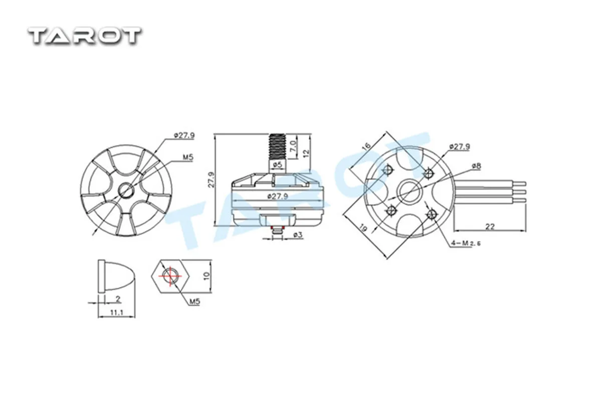 4 шт./лот Таро 2204 2300KV бесщеточный двигатель CW / CCW с опорой для TL400H5 Silver TL400H6 черный