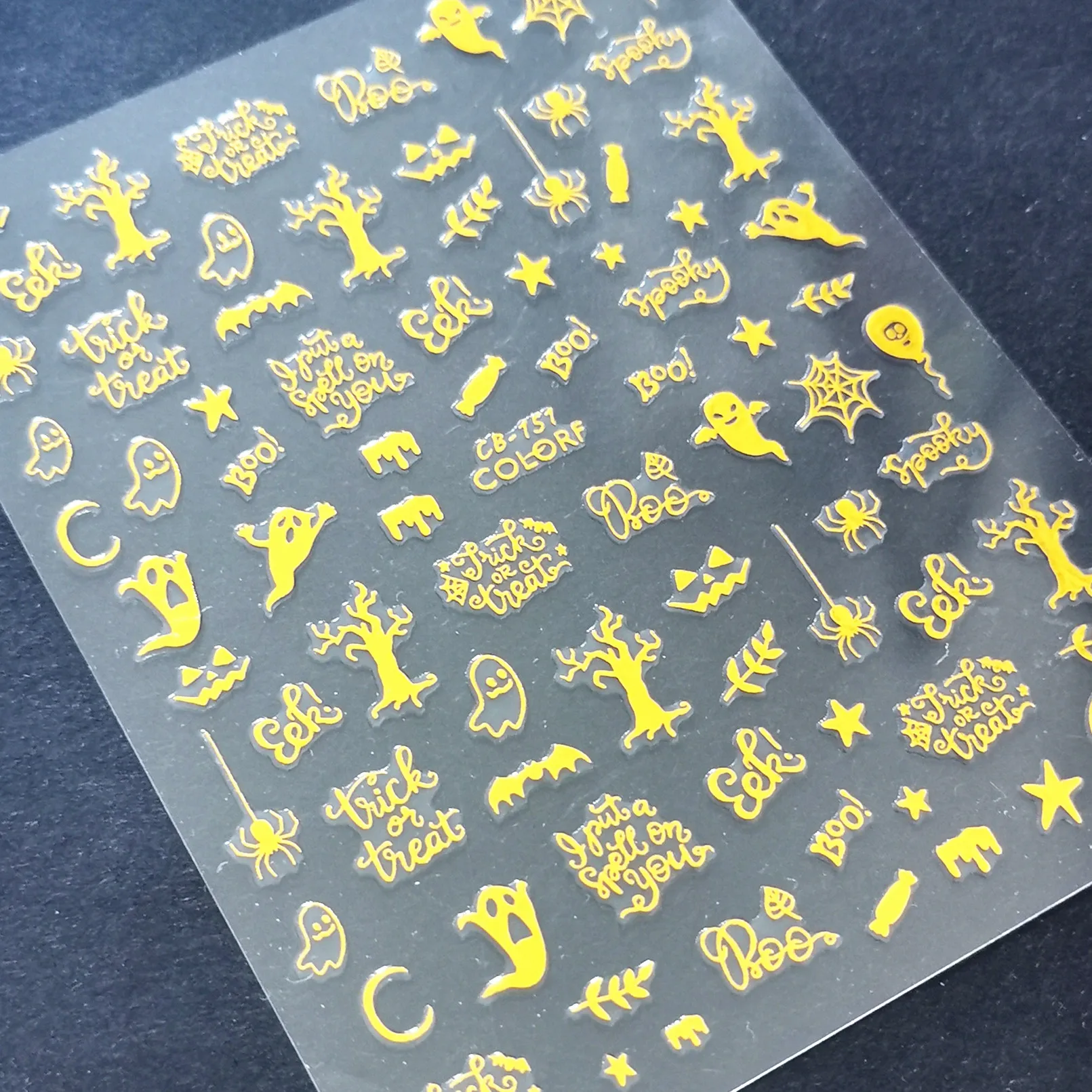 

Newest CB-151 golden halloween design nail art sticker decal stamping back gule DIY nail decoration tools