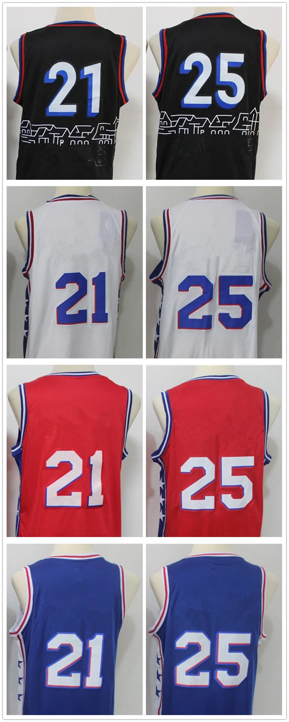 

2020-2021 сезон, высокое качество, Филадельфия #25 #21, мужские баскетбольные Джерси, хлопковая вышивка, версия на заказ