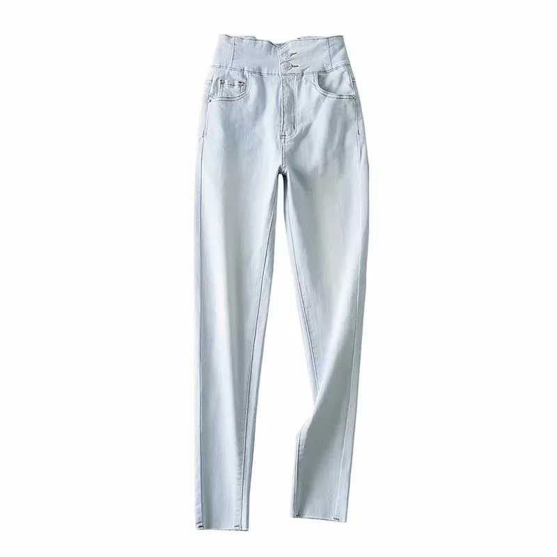 

TVVOVVVIN Jeans Women's 2021 Spring Korean High Waist Sexy Skinny Elasticity Denim Trousers Washed Pemcil Pants 4ZR6