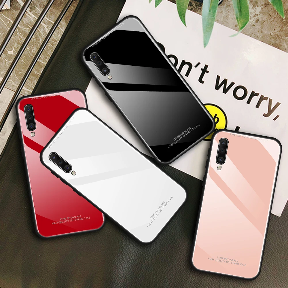 Чехол из закаленного стекла однотонный для Samsung Galaxy S10 S9 S8 Plus S10e A70 A60 A50 A40 A30 A10 A9 A7 2018