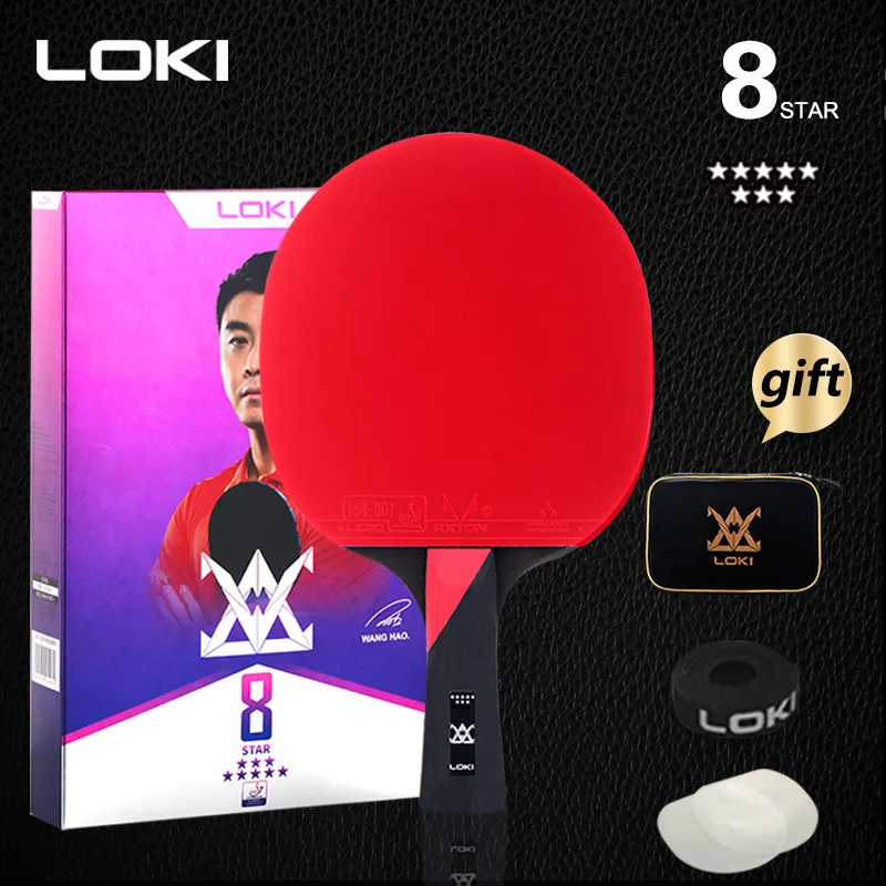 

LOKI 8 Star Professional Table Tennis Racket 7 Plywood Blade with High Sticky Rubber PingPong Bat Ping Pong Paddle with Bag
