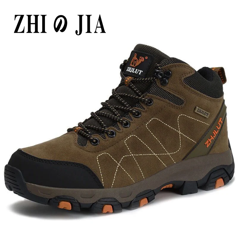 Пара стильных уличных походных ботинок с хлопковой теплой мужской обувью
