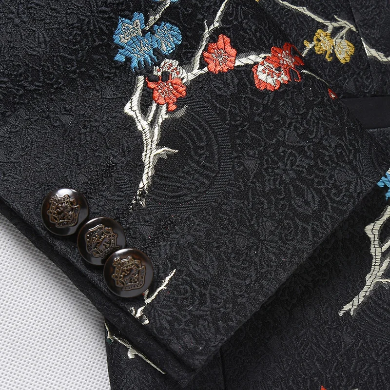 

Chinese Style 2019 Custom Made Mens Blazer Fashion Printed Luxury Plum Blossom Men Suit Jacket Single Button Blazer 8629