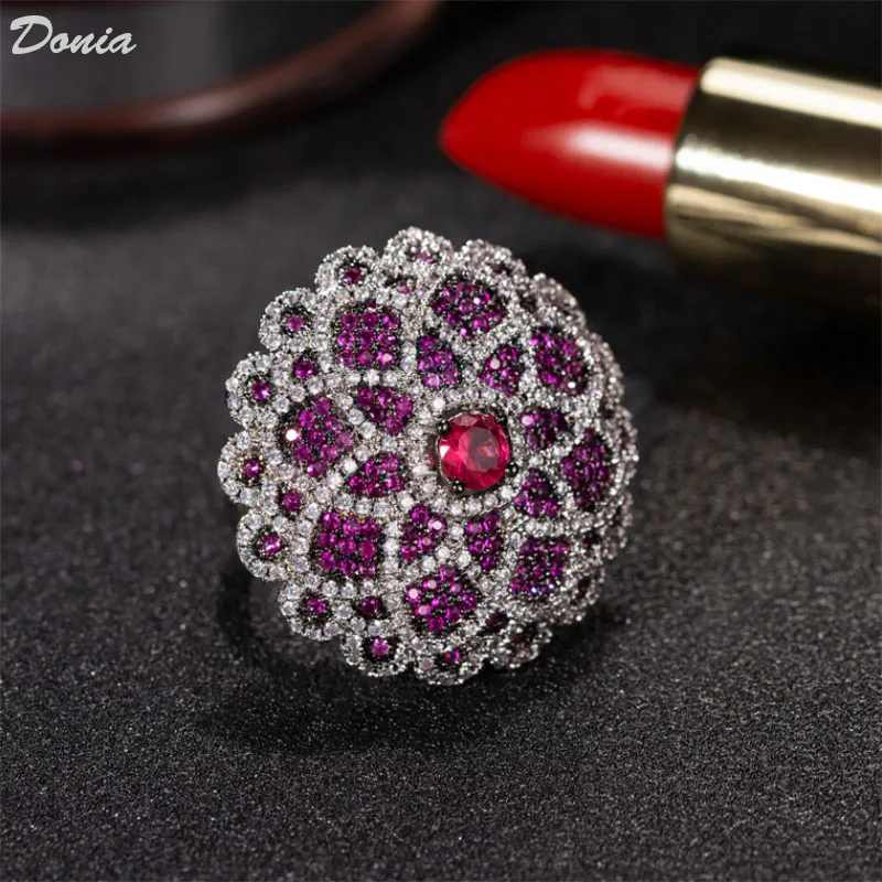 Ювелирные изделия Donia Новая мода цветок кольцо преувеличенная медь микро