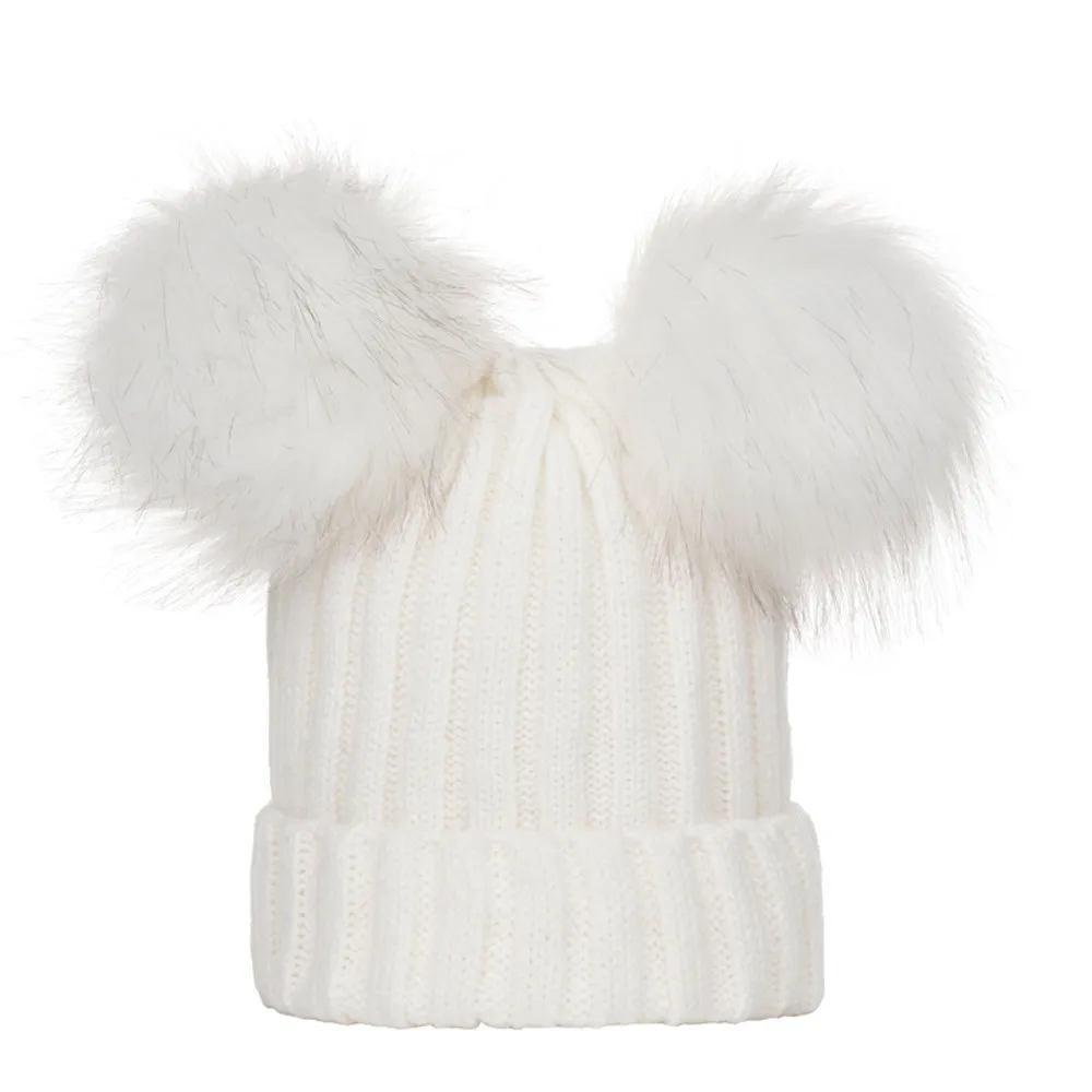 Beanies/детская зимняя шапка с помпоном, вязаная Милая шапочка для девочек и мальчиков, повседневные однотонные детские шапки для девочек# T1P