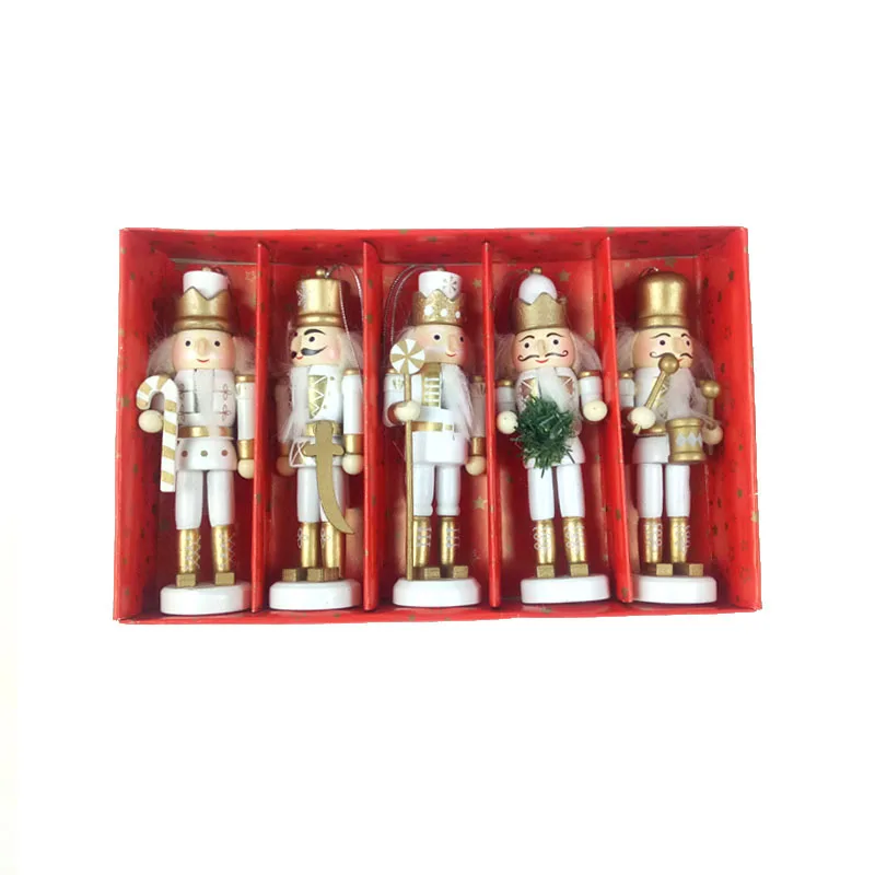 

Valentines Day Gift 2021 Natural Wood Bright Colored 5 Pcs Nutcrackers Set Wooden Doll Home Party Decor Ornaments Xmas Present