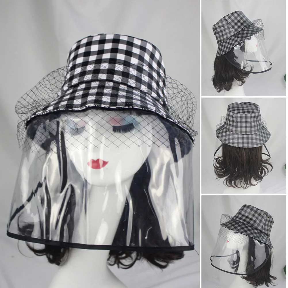 

New Arrival Anti-spitting Protective Bucket Hat with Dustproof Transparent Detachable Cover Outdoor Women Face Cover Hat