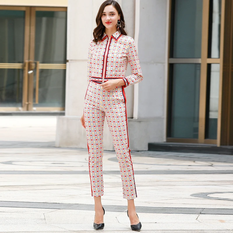 Xiaomoli Camiseta de manga corta informal para mujer con trajes de moda de verano y elegantes pantalones largos de impresió