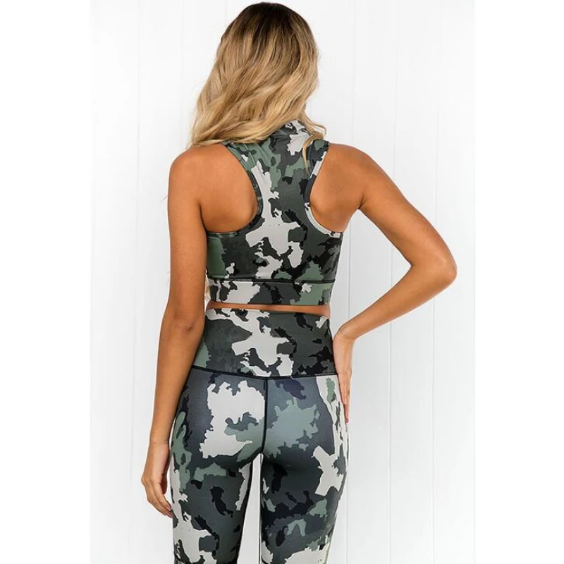 Брендовый Камуфляжный костюм для фитнеса женская спортивная одежда 2020