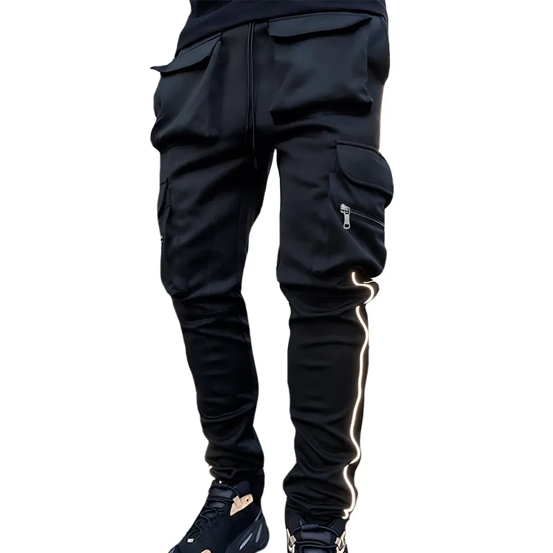 Брюки-карго Мужские Светоотражающие уличная одежда джоггеры повседневные штаны