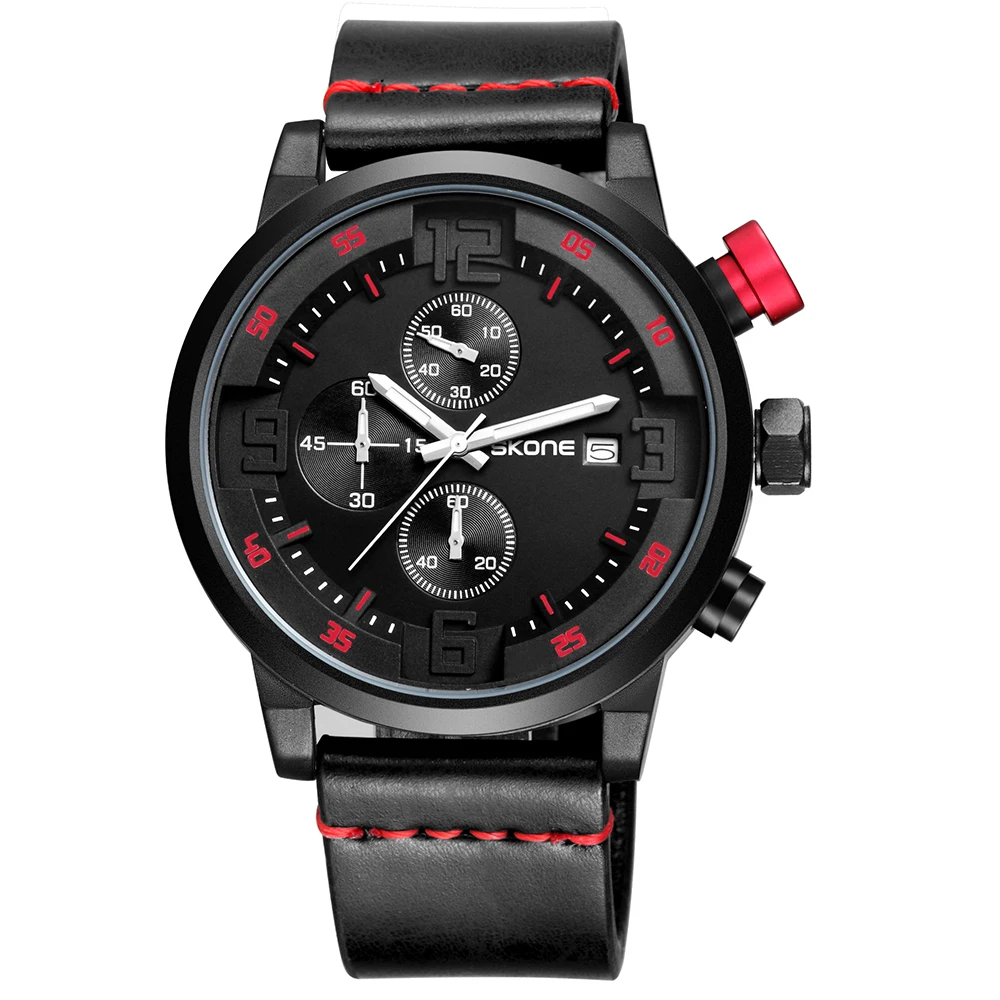 Часы наручные мужские из ПУ кожи спортивные водонепроницаемые классические