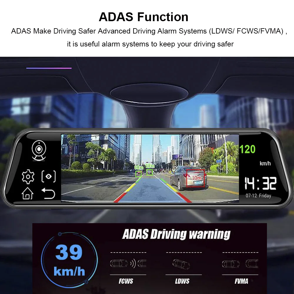 4G Андроид 8.1 ADAS автомобильный видеорегистратор Dash Cam 10 дюймовый сенсорный экран Зеркало заднего вида DVRs Ночное видение 1080P задняя камера видеорегистратор.